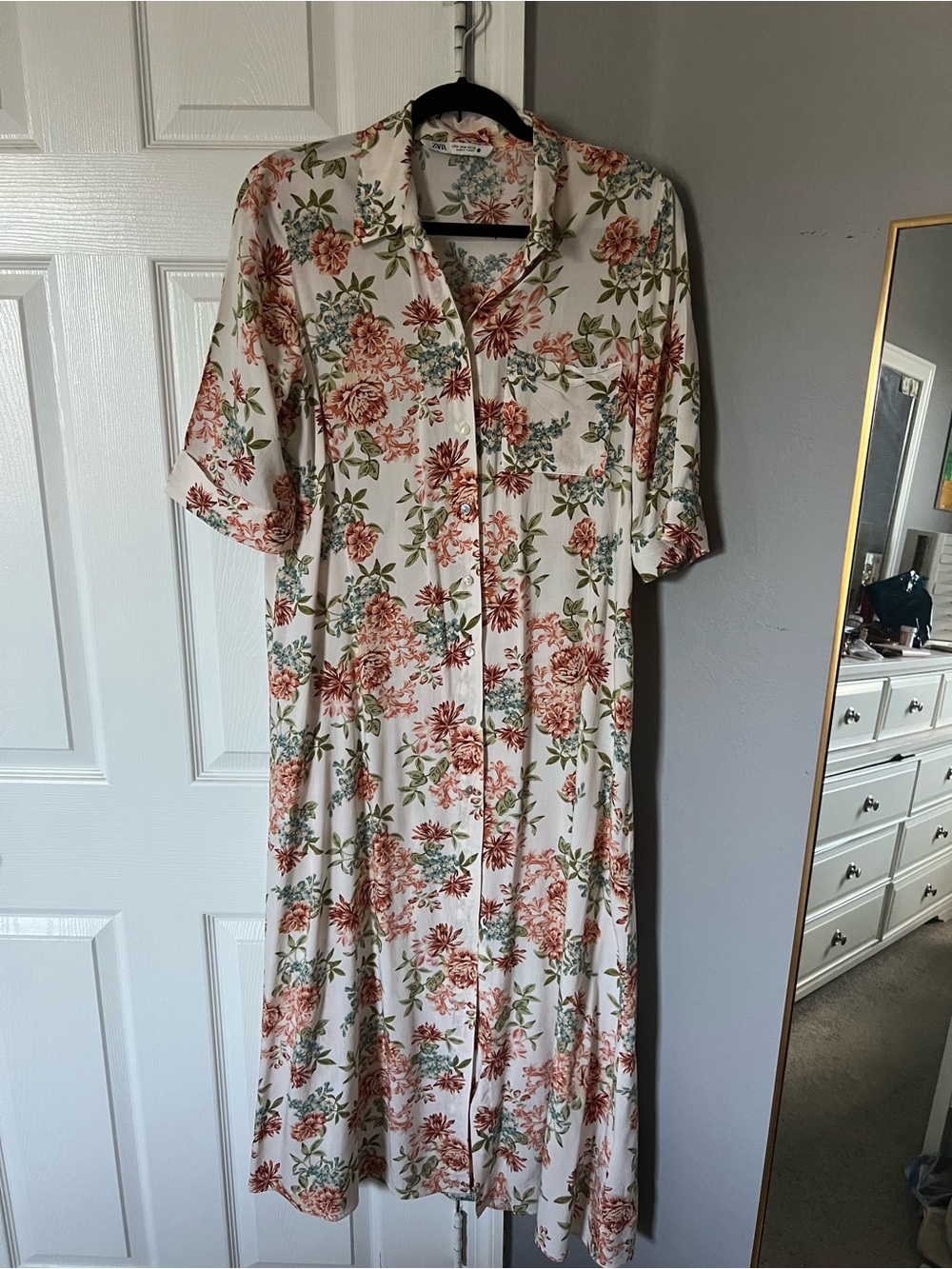 Floral Belted Button-Front Maxi Dress